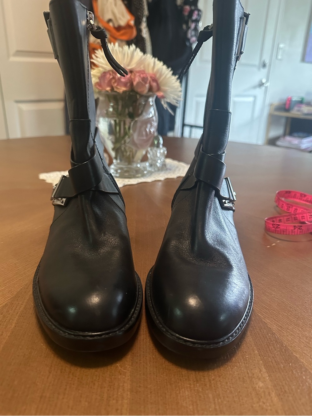 Louis Et Cie Black Leather Moto Valencia Round Toe Boots - Picture 12 of 15